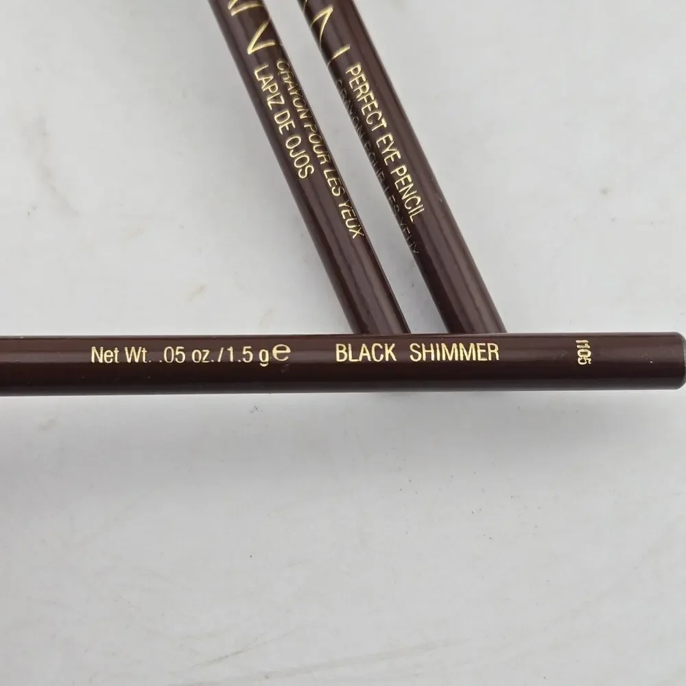 IMAN Perfect Eye Pencil Eyeliner Lot Of 3 Black Shimmer w/ Sharpener Cap .05 Oz